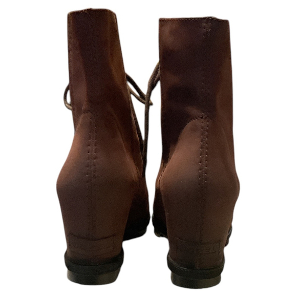 Sorel Joan of Arctic Wedge Mid brown nubuck suede lace up ankle Boots US 9.5 - Picture 2 of 11